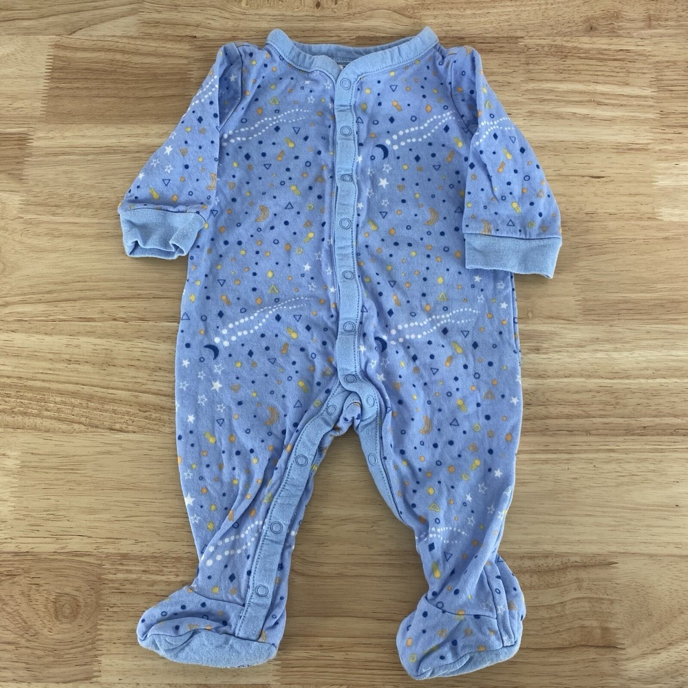 Janie and Jack Infant 0-3 Months One Piece Blue Stars Footed Romper
